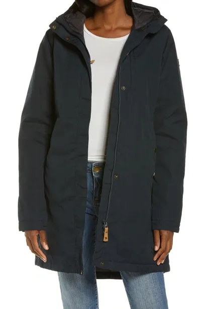 Fjall Raven Kiruna Water Resistant Parka In Dark Navy