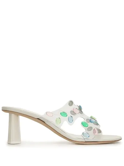 By Far Crystal-embellished Mule Sandals In White