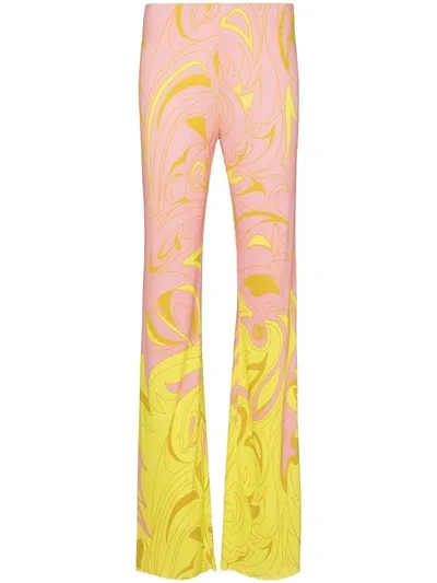 Emilio Pucci Graphic Print Two-tone Trousers In Pink