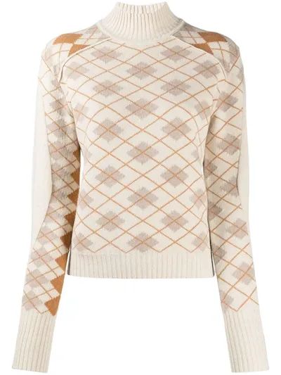 Chloé Argyle-pattern Wool Jumper In Neutrals