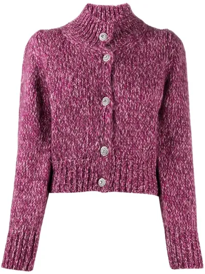 Liu •jo High-neck Buttoned Cardigan In Pink