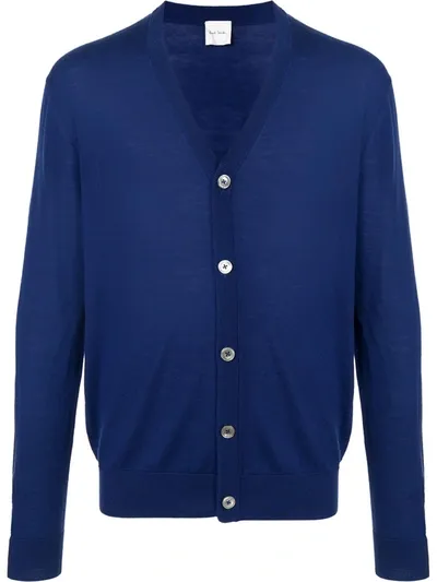 Paul Smith V-neck Buttoned Cardigan In Blue