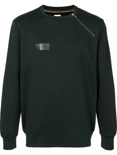 Paul Smith Logo-patch Zip-detail Sweatshirt In Green