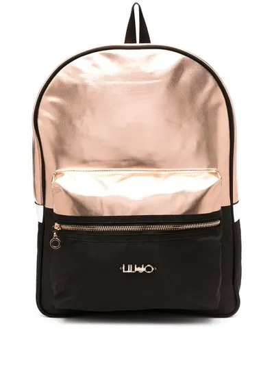 Liu •jo Two-tone Metallic Backpack In Black