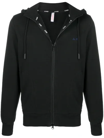 Sun 68 Zipped Hooded Jacket In Black