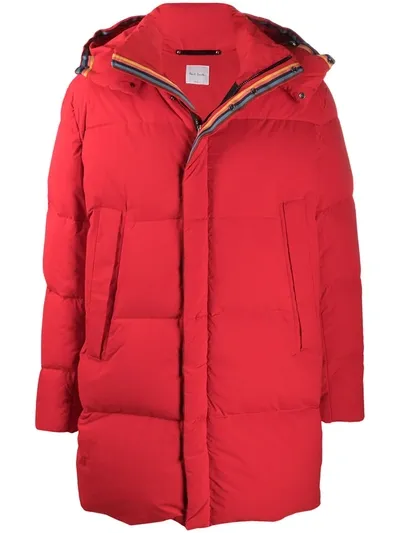 Paul Smith Hooded Down Parka In Red