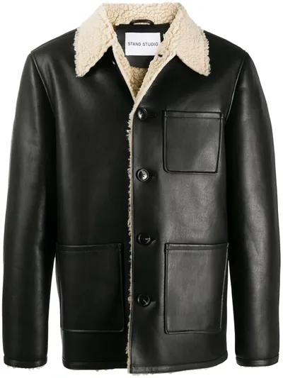 Stand Studio Travis Faux-shearling Jacket In Black