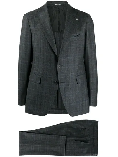 Tagliatore Check Single-breasted Suit In Grey