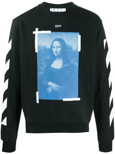 Off-white Monalisa Graphic-print Cotton-jersey Sweatshirt In Black - White