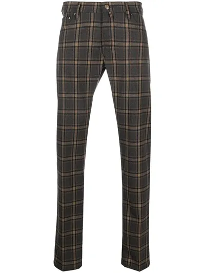 Jacob Cohen Check-pattern Straight-leg Trousers In Neutrals