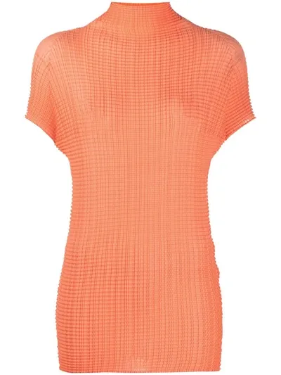 Issey Miyake Plissé T-shirt In Orange