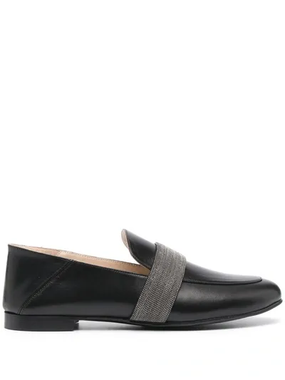 Fabiana Filippi Slip-on Leather Loafers In Black