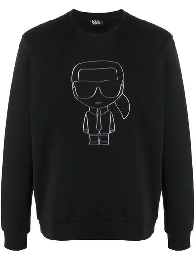 Karl Lagerfeld Ikonik Raised Relaxed-fit Sweatshirt In Black