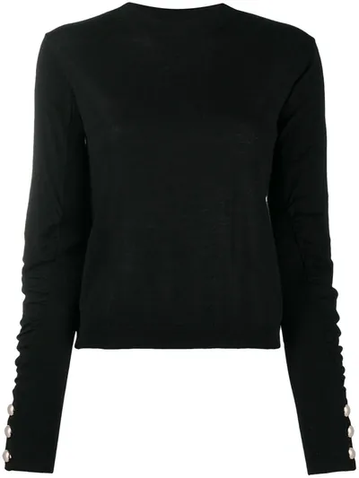 Liu •jo Ruched-sleeves Wool-blend Jumper In Black