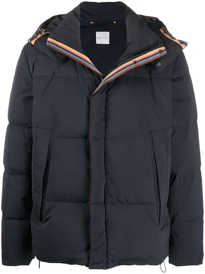 Paul Smith Hooded Down Jacket In Blue