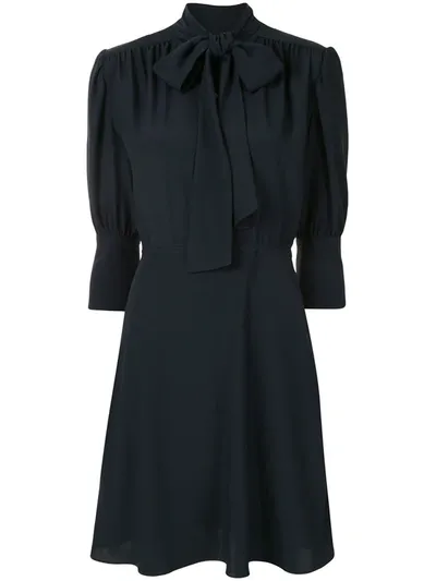 Victoria Victoria Beckham Pussybow-neck Shirt Dress In Blue