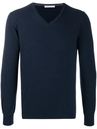 Cenere Gb V-neck Cashmere Jumper In Blue