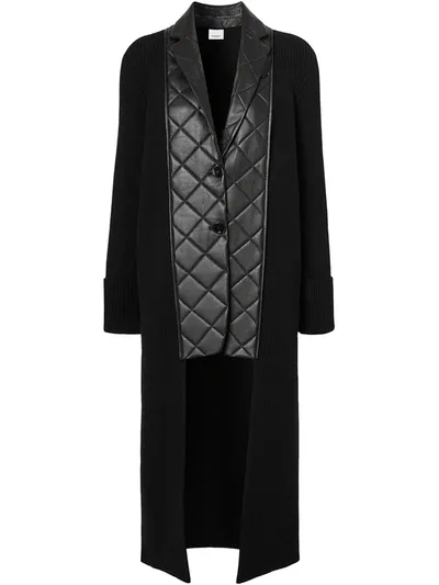 Burberry Quilted-panel Cardi-coat In Black