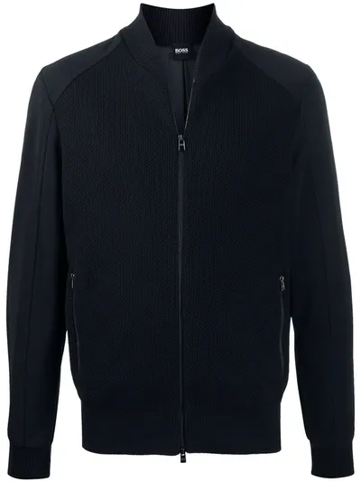 Hugo Boss Zip-up Bomber Jacket In Blue