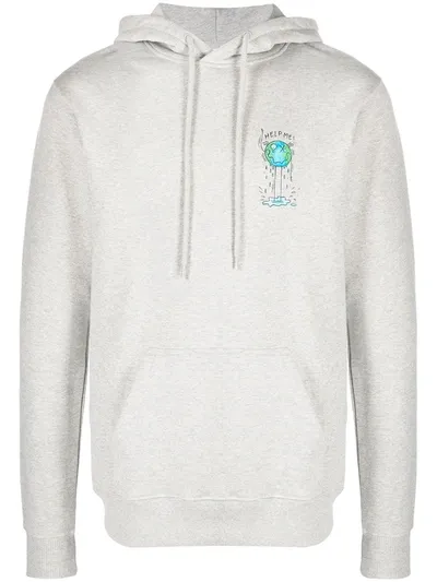 Soulland Graphic Print Drawstring Hoodie In Grey