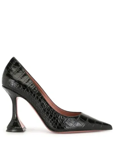 Amina Muaddi Embossed Crocodile Effect Pumps In Black