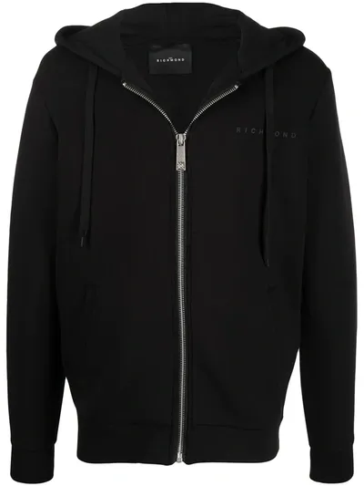 John Richmond Zip-up Hoodie In Black