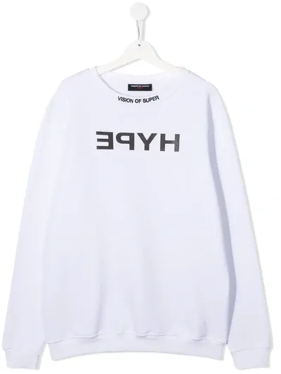 Vision Of Super Teen Hype Cotton Sweatshirt In White