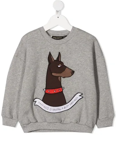 Mini Rodini Kids' Dog Print Sweatshirt In Grey