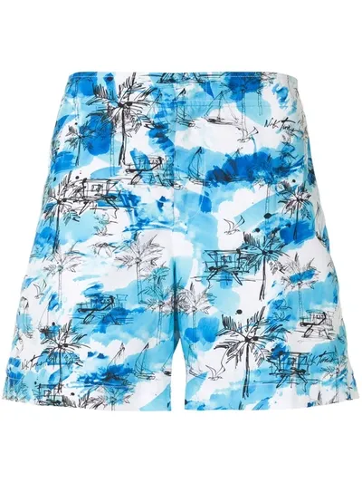 Orlebar Brown Beach Print Tie-dye Shorts In Blue