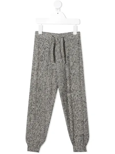 The New Society Kids' Liam Cable Knit Tracksuit Bottoms In Grey