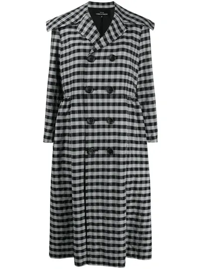 Comme Des Garçons Gingham Check Coat In Black