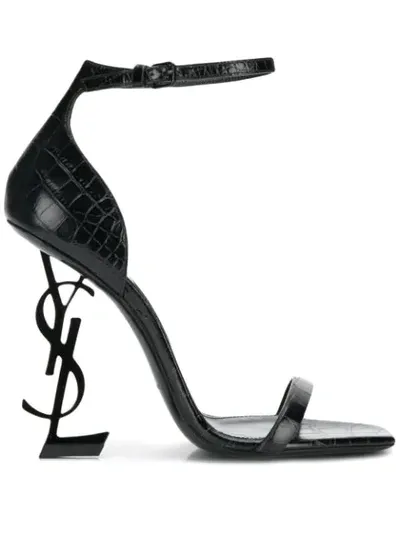 Saint Laurent Suede Opyum Sandals 110 In Black