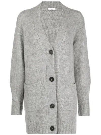 Peserico Ribbed Knit Cardigan In Grey