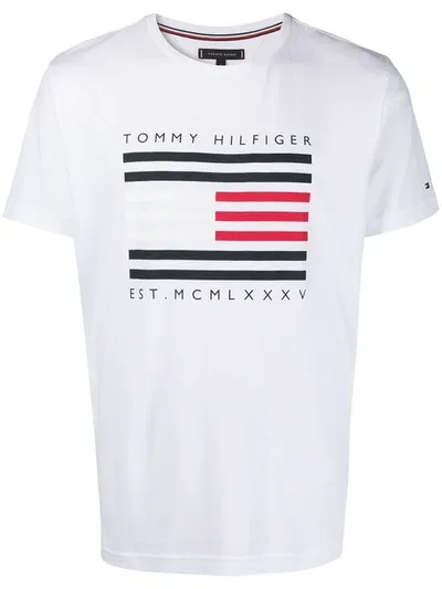 Tommy Hilfiger Logo-print Organic Cotton T-shirt In White