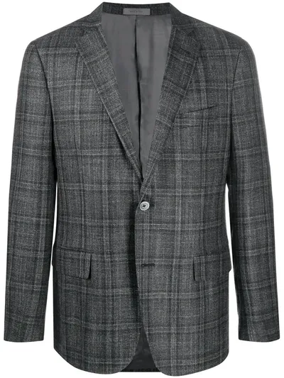 Corneliani Check Print Blazer In Grey