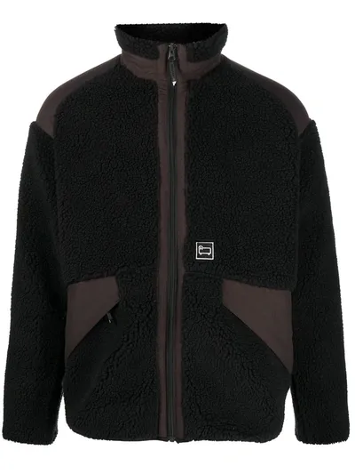 Woolrich Shearling Bomber Jacket In Black