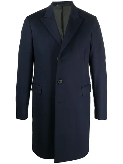 Paul Smith Epsom Wool Coat In Blue