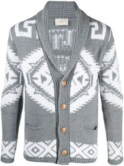 Altea Shawl-lapel Argyle Knit Cardigan In Grey