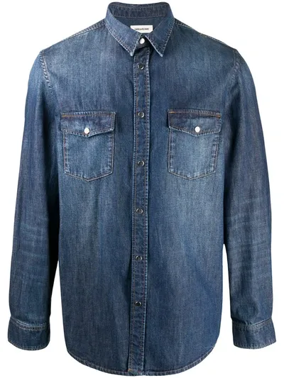 Zadig & Voltaire Denim Long-sleeved Shirt In Blue