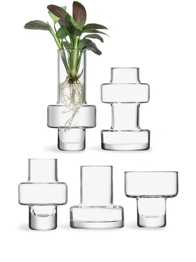 Lsa International Metropole Vases (set Of 5) In Clear