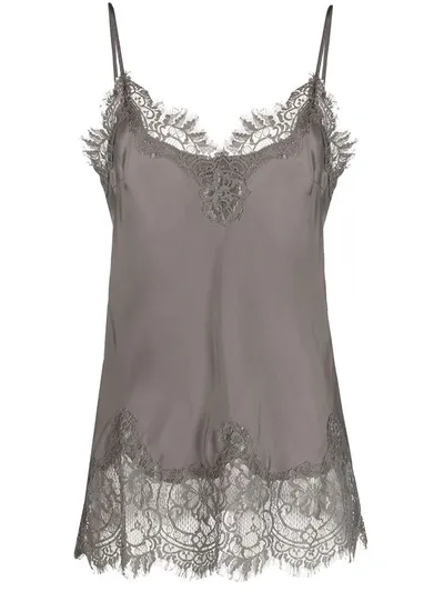 Gold Hawk Floral Lace Trim Top In Neutrals