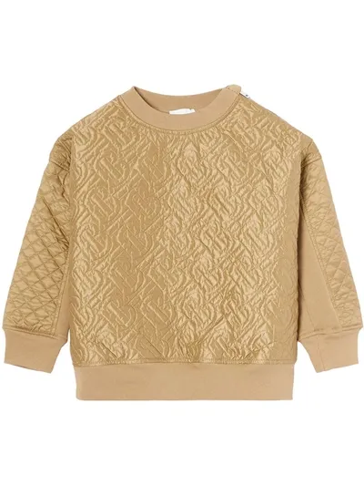 Burberry Teen Quilted Logo Sweatshirt In Neutrals