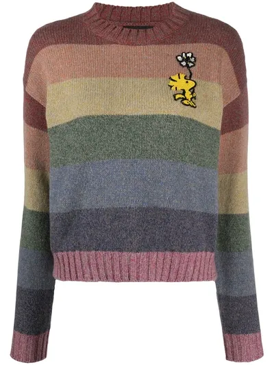 Alanui Snoopy Horizontal-stripe Jumper In Red