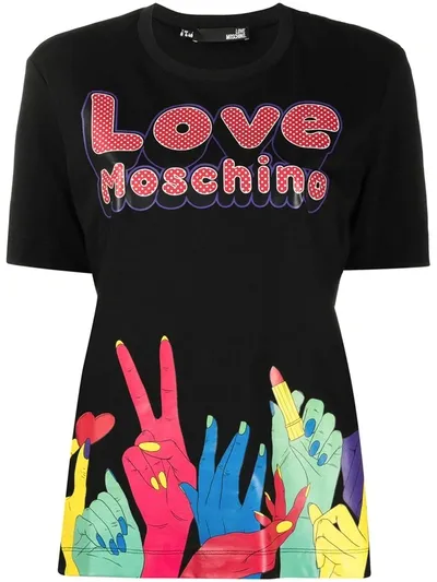 Love Moschino Logo Print T-shirt In Black