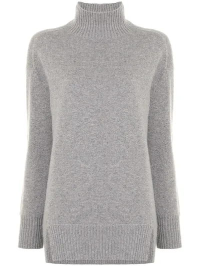 Vince High Neck Knitted Jumper In Grey