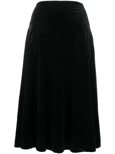 Norma Kamali Velvet A-line Skirt In Black