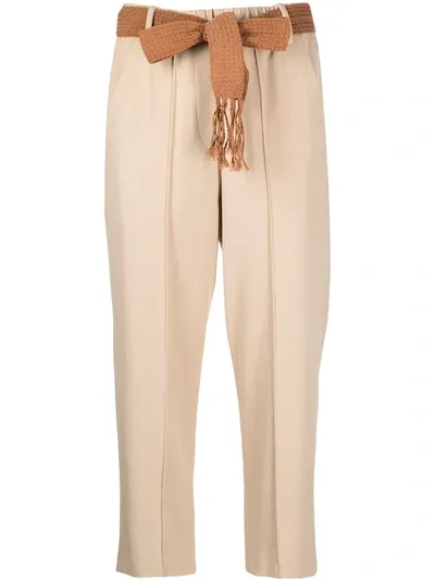 Alysi High-waist Cropped Trousers In Neutrals