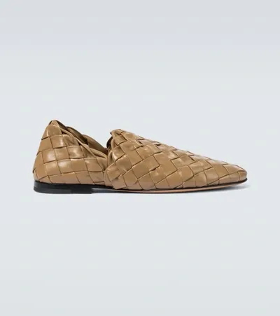 Bottega Veneta Lagoon Intrecciato-leather Loafers In Fudge