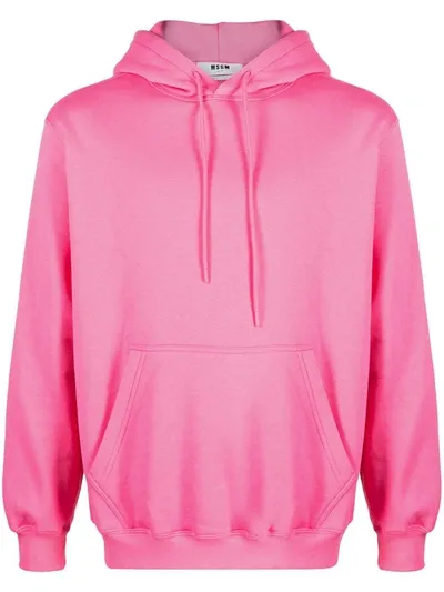 Msgm Logo-print Cotton Hoodie In Pink