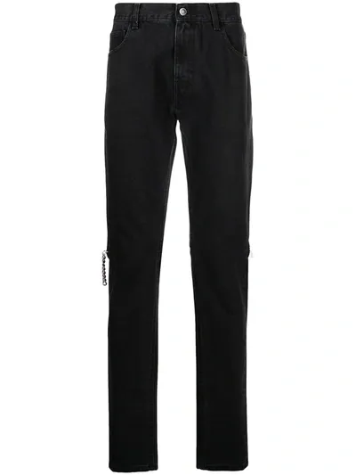 Raf Simons Zip-detail Straight-leg Jeans In Black